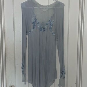 Baby blue long sleeve dress.